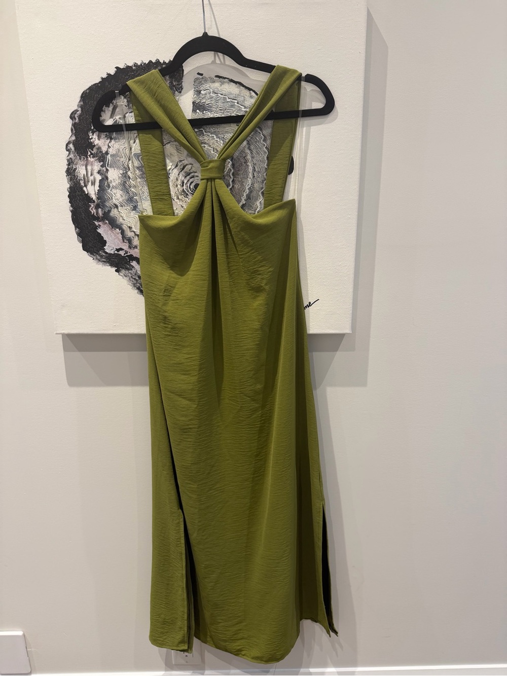 Knot-Back Olive Midi Dress